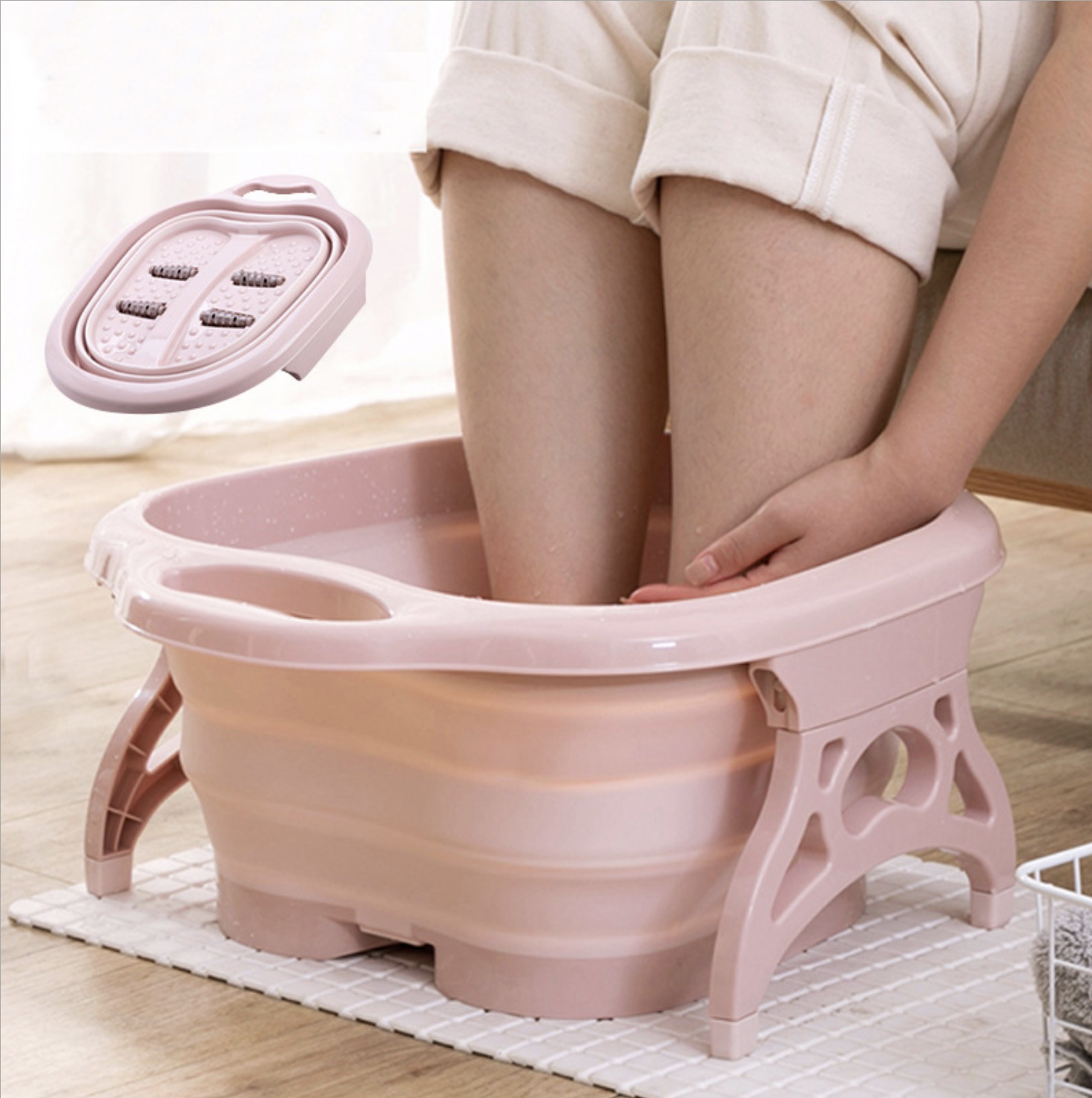 便携式可折叠足浴按摩桶泡脚桶家用沐足盆