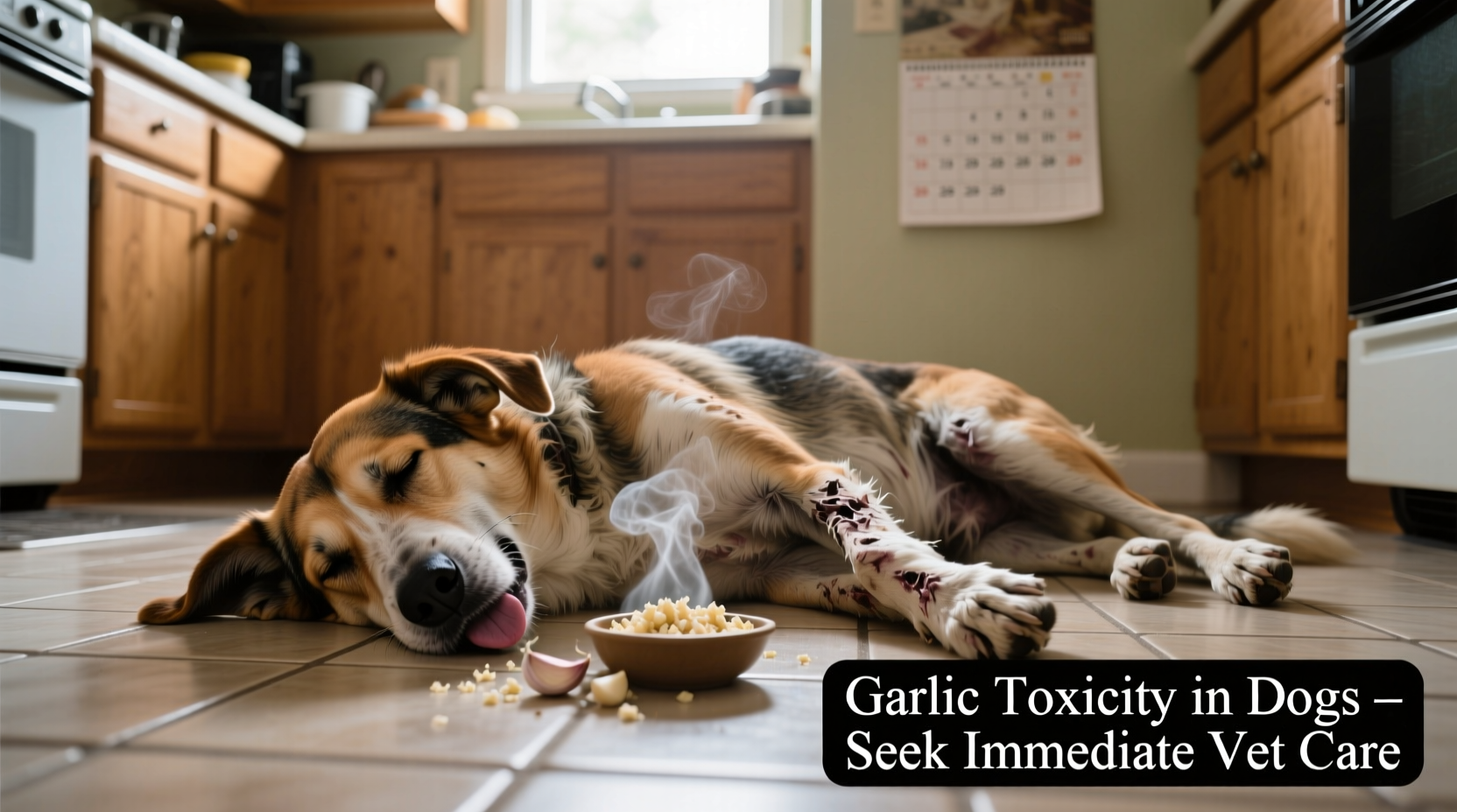 Dog showing weakness after garlic ingestion