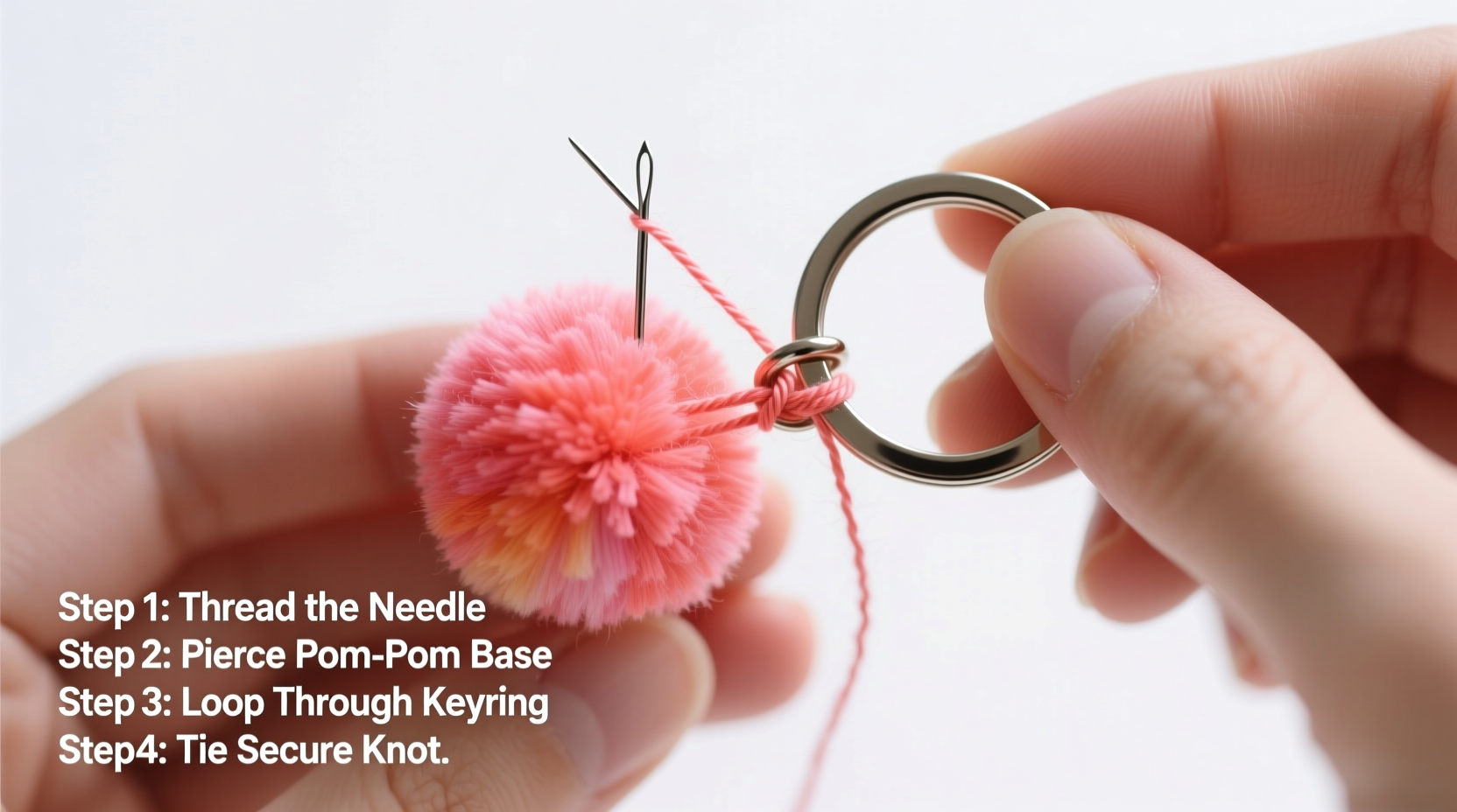 step by step guide how to easily attach a pom pom to your keychain for stylish results