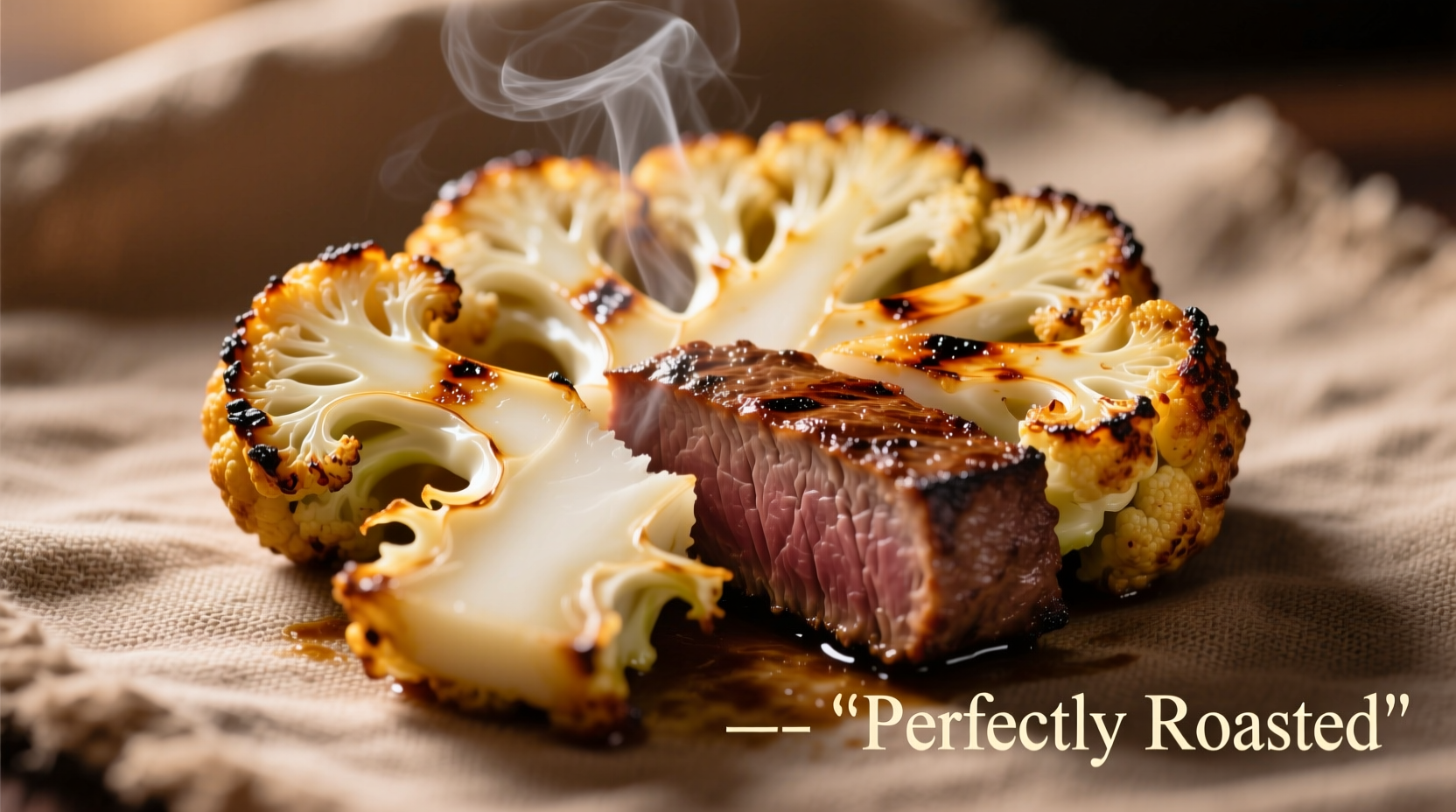 Perfectly roasted cauliflower steak with crispy edges