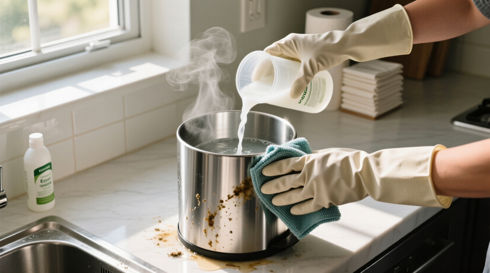 how to clean trash can