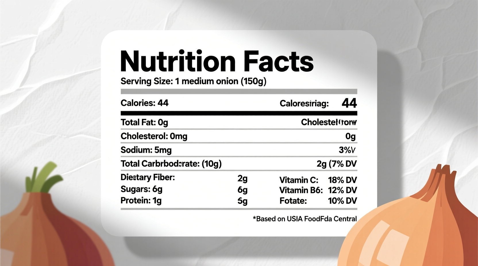 nutrition facts in onion
