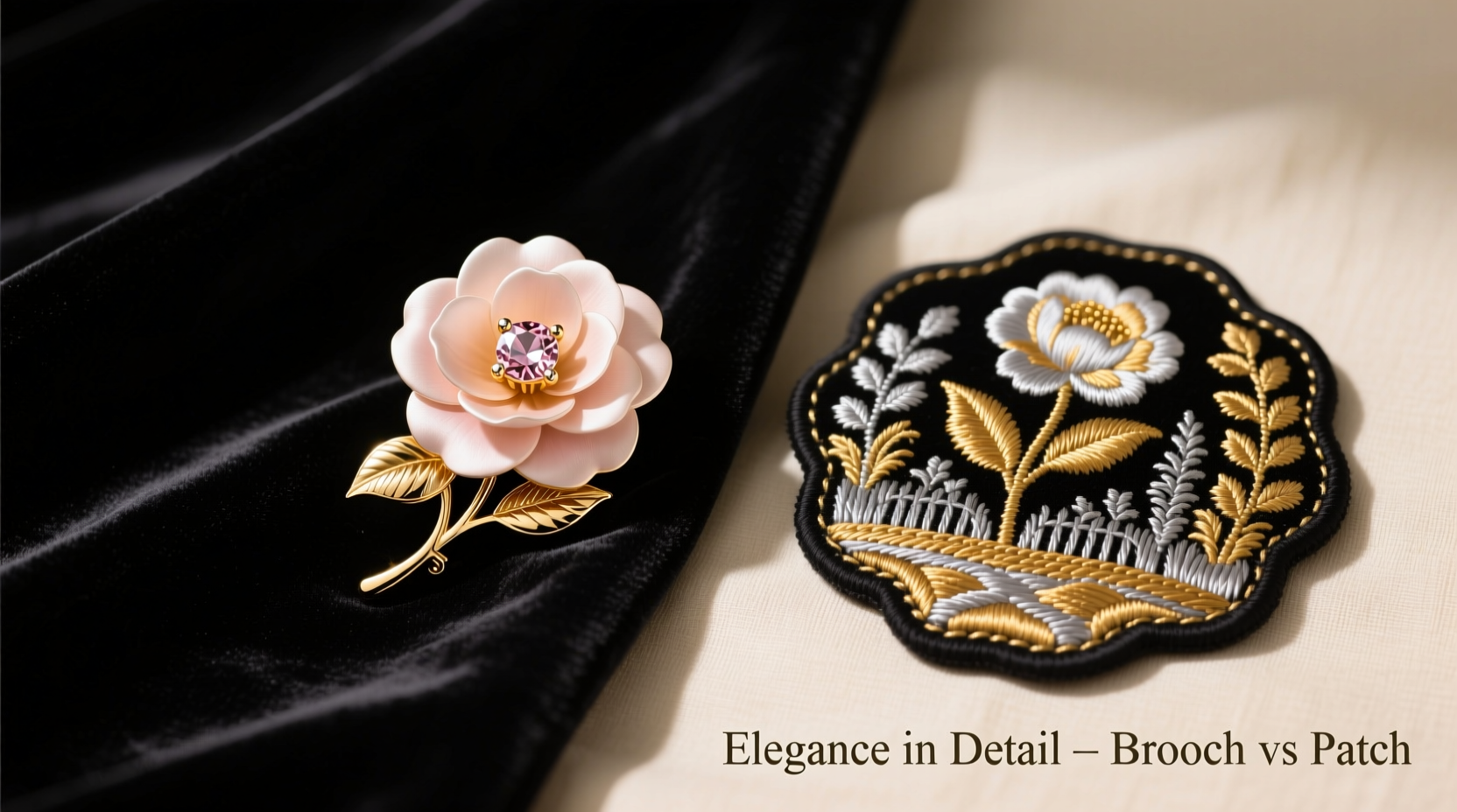 camellia brooch vs embroidered patch which adds more expensive flair