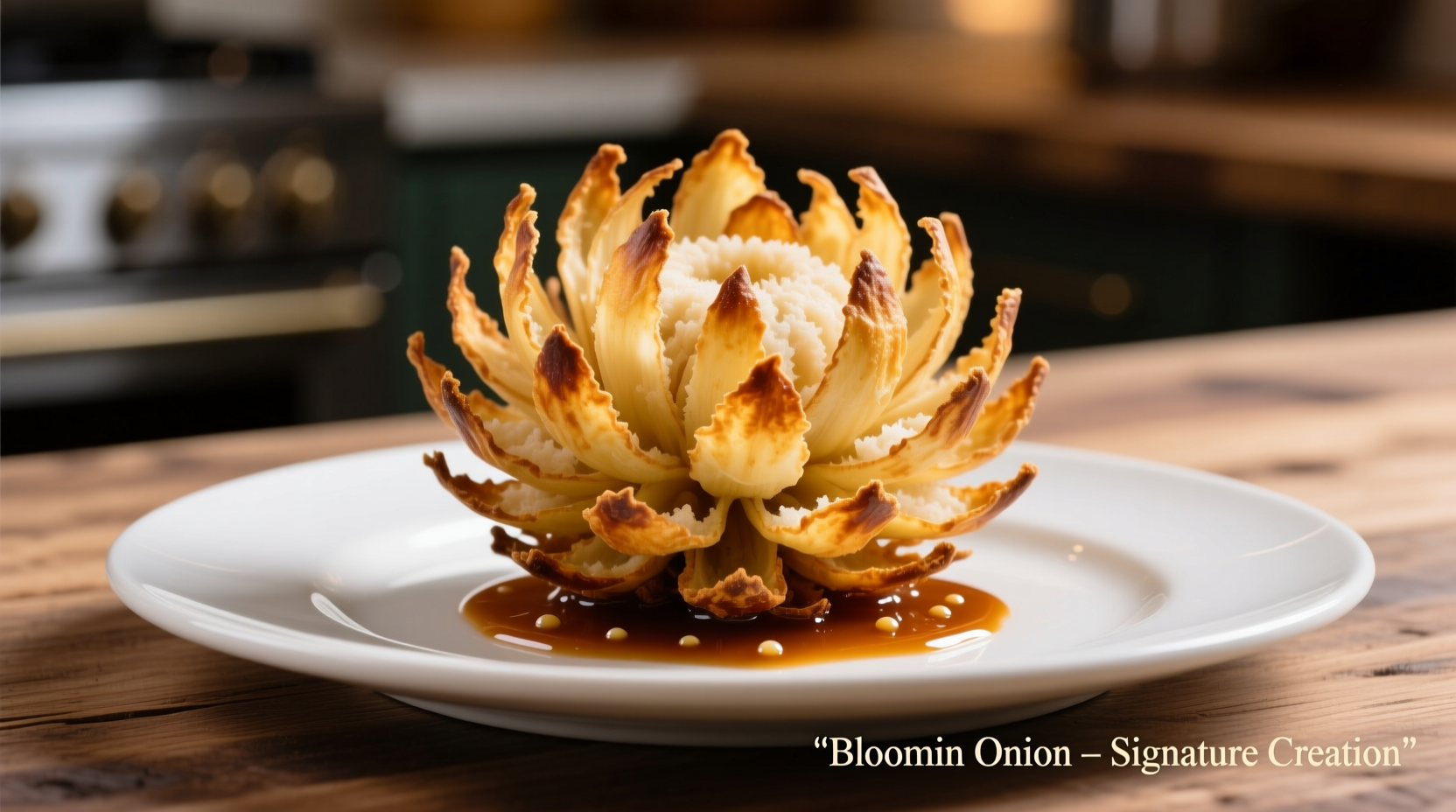 Freshly prepared Bloomin Onion with signature bloom shape on plate