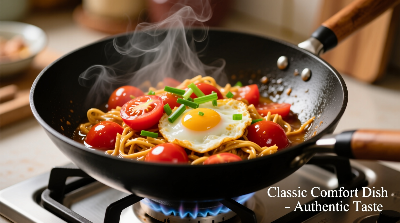 Perfect Chinese tomato egg stir-fry in wok