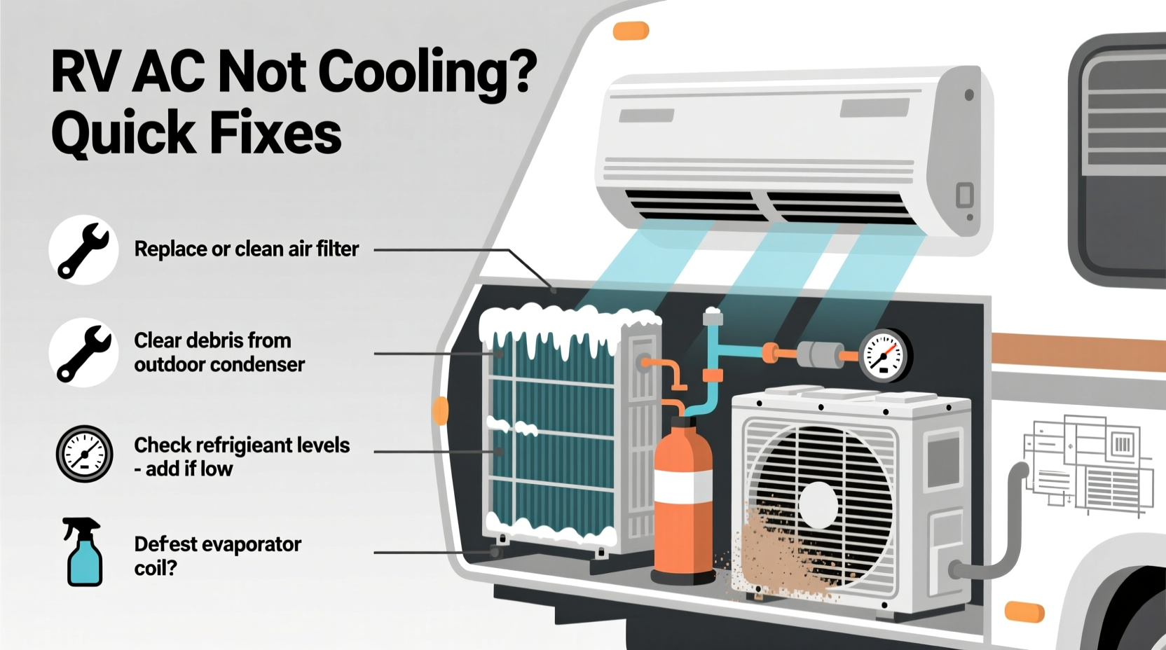 rv ac not blowing cold air troubleshooting quick fixes