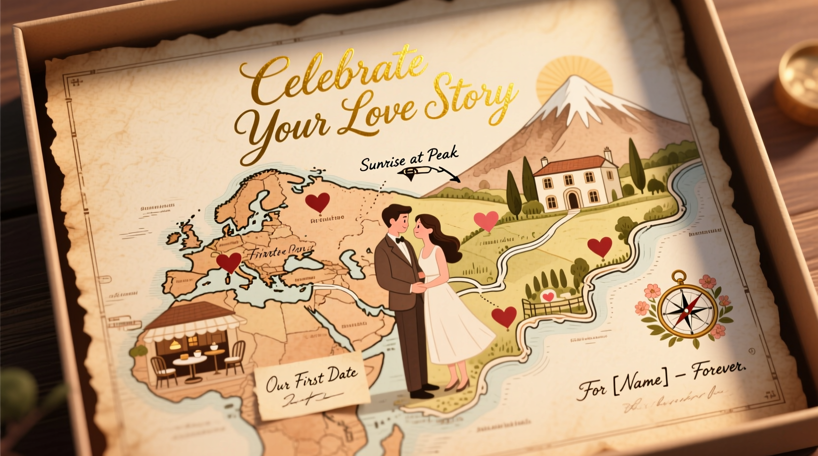 engagement map gift celebrate your love story