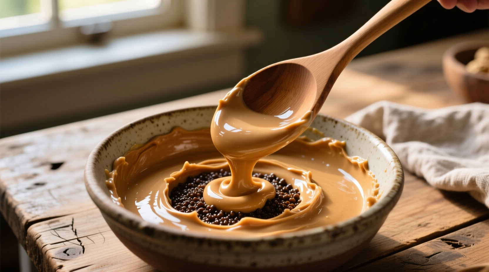 mix natural peanut butter after its separated with a ha