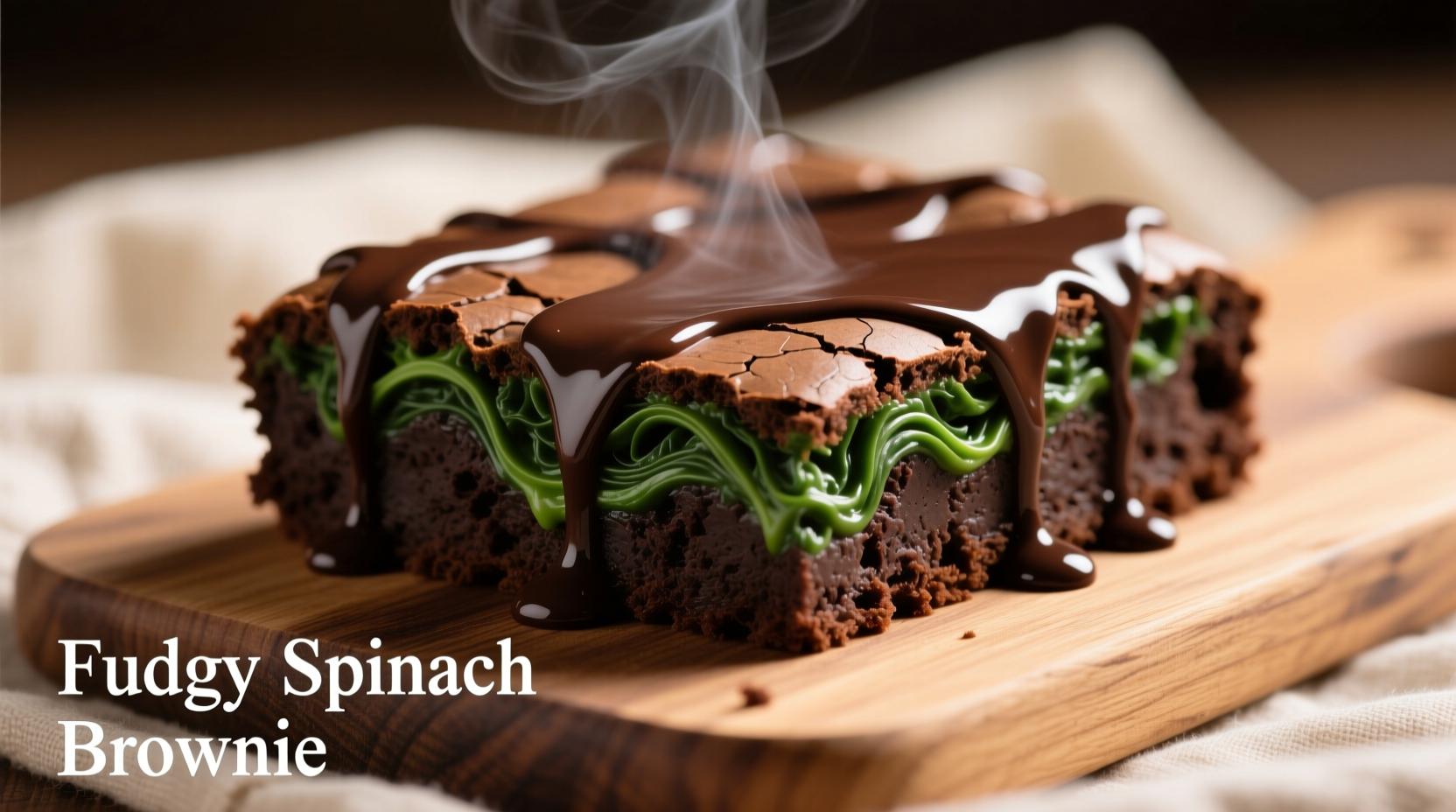 Fudgy spinach brownies with chocolate drizzle
