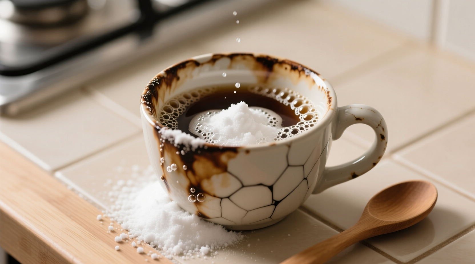 clean stains out of your coffee mug with baking soda