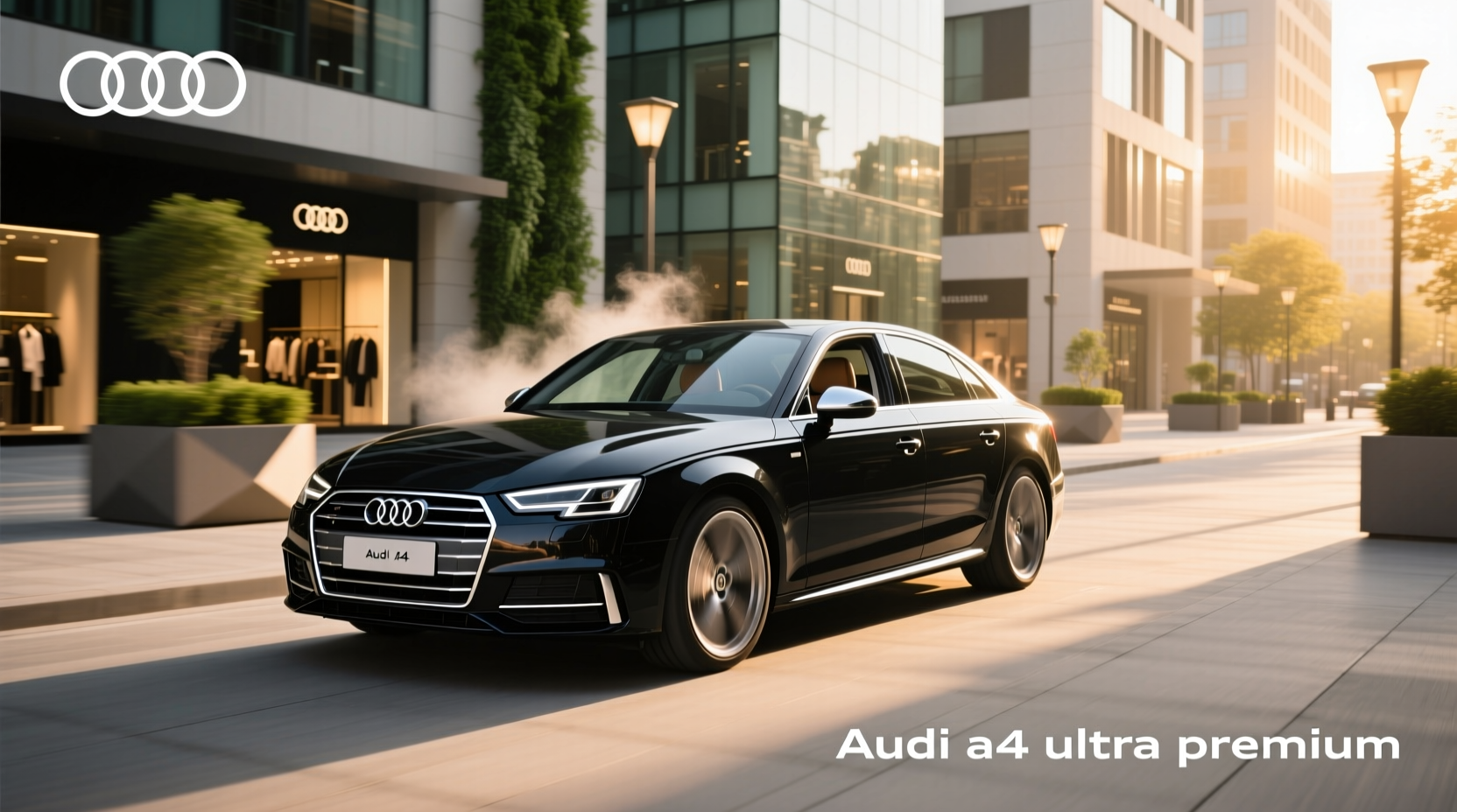 Interior of Audi A4 Ultra Premium showing dashboard and infotainment