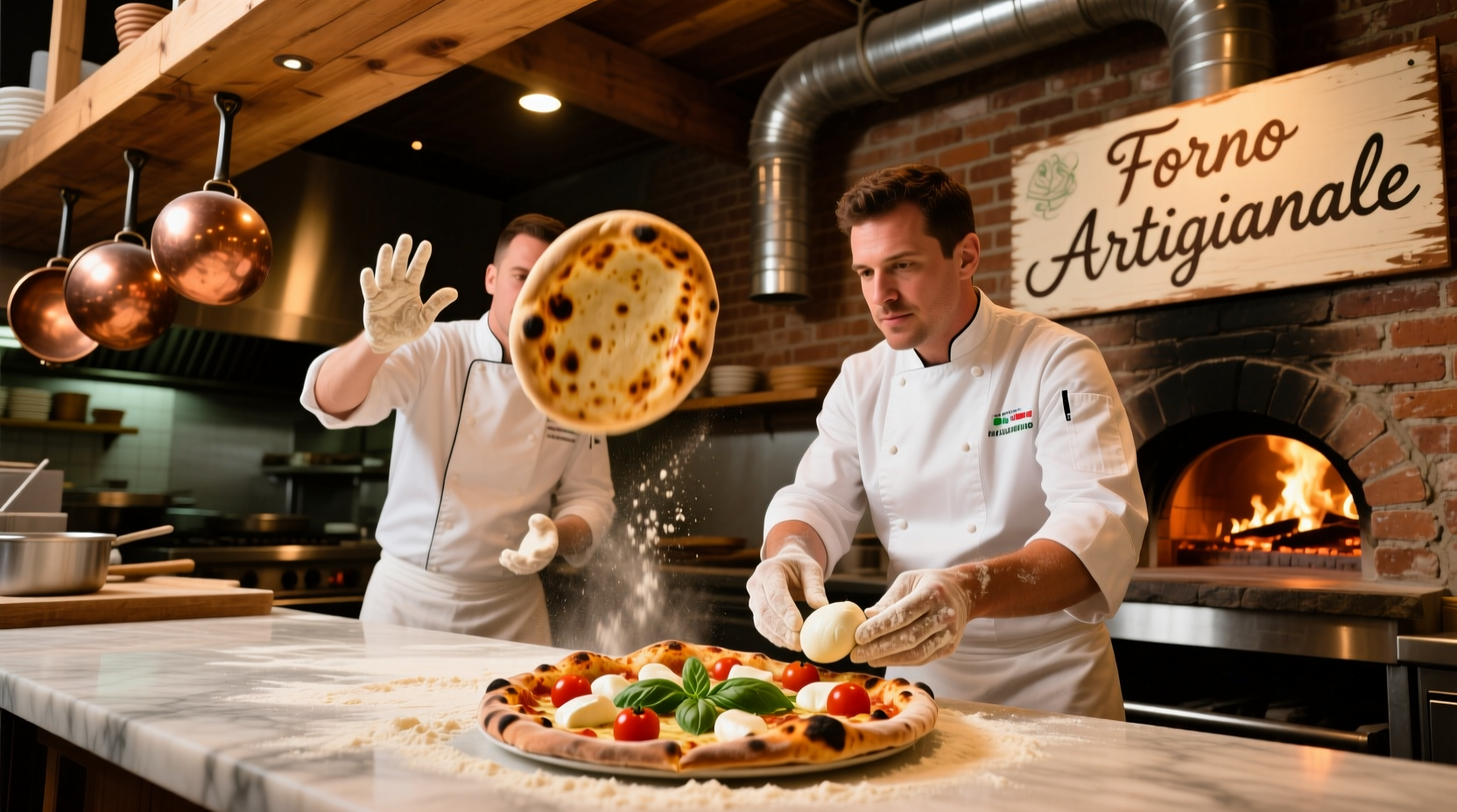 Reno pizza chefs preparing artisanal pies