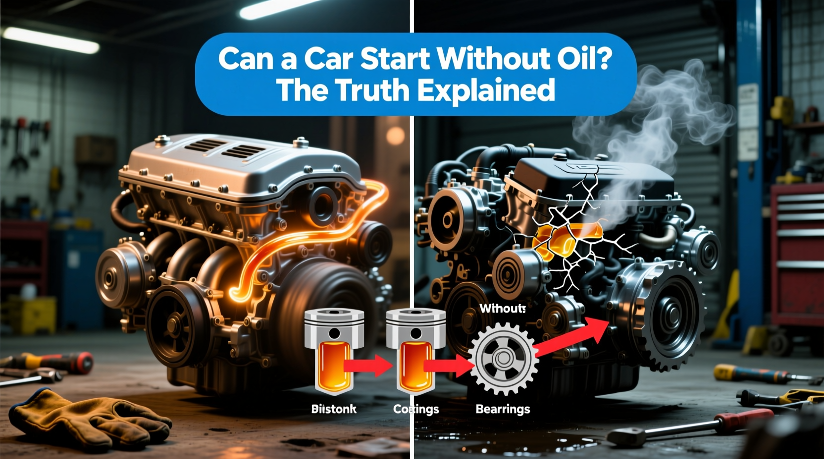 can a car start without oil
