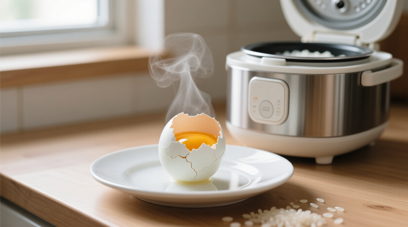 steam eggs in a rice cooker for the easiest to peel egg