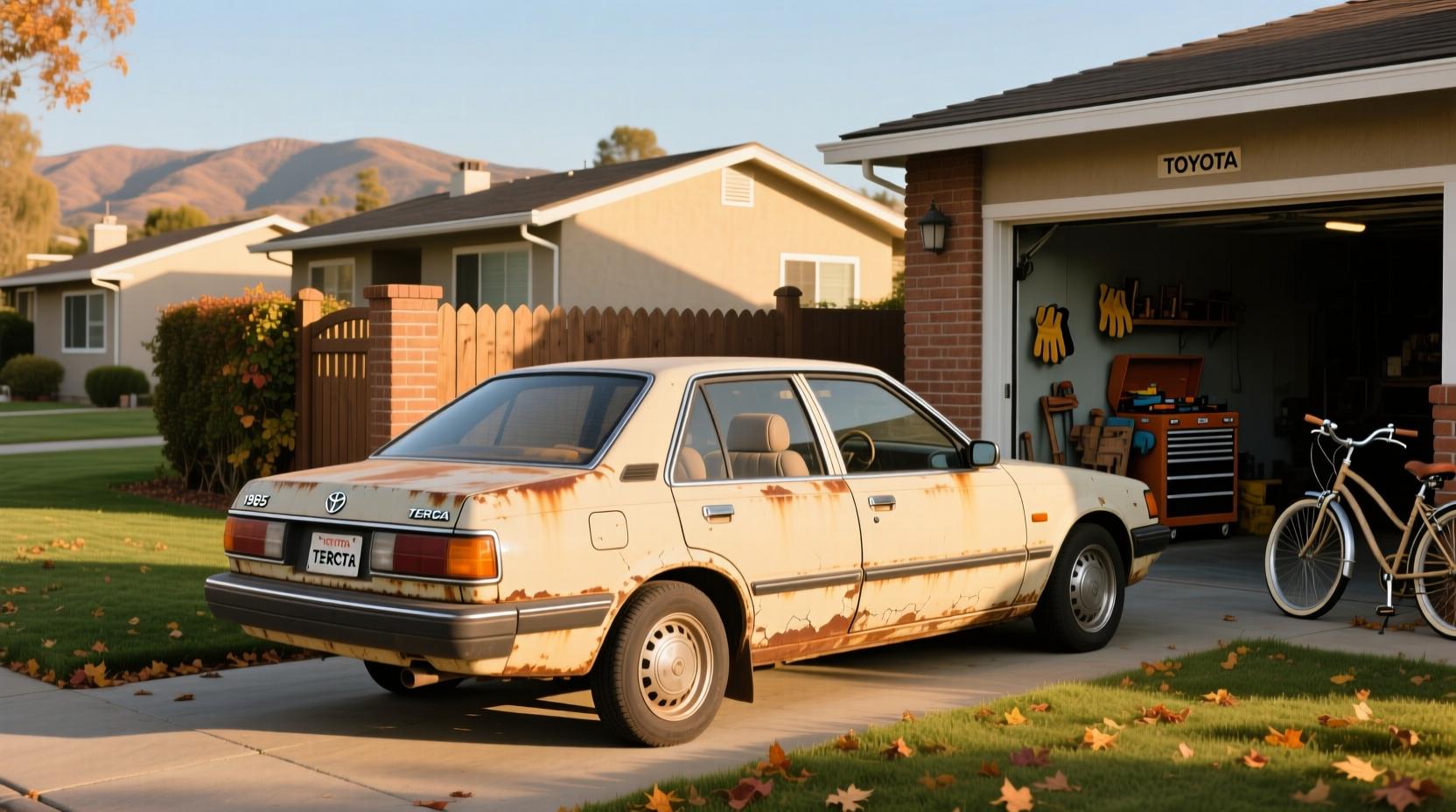 1985 Toyota Tercel Hatchback parked on a quiet suburban street