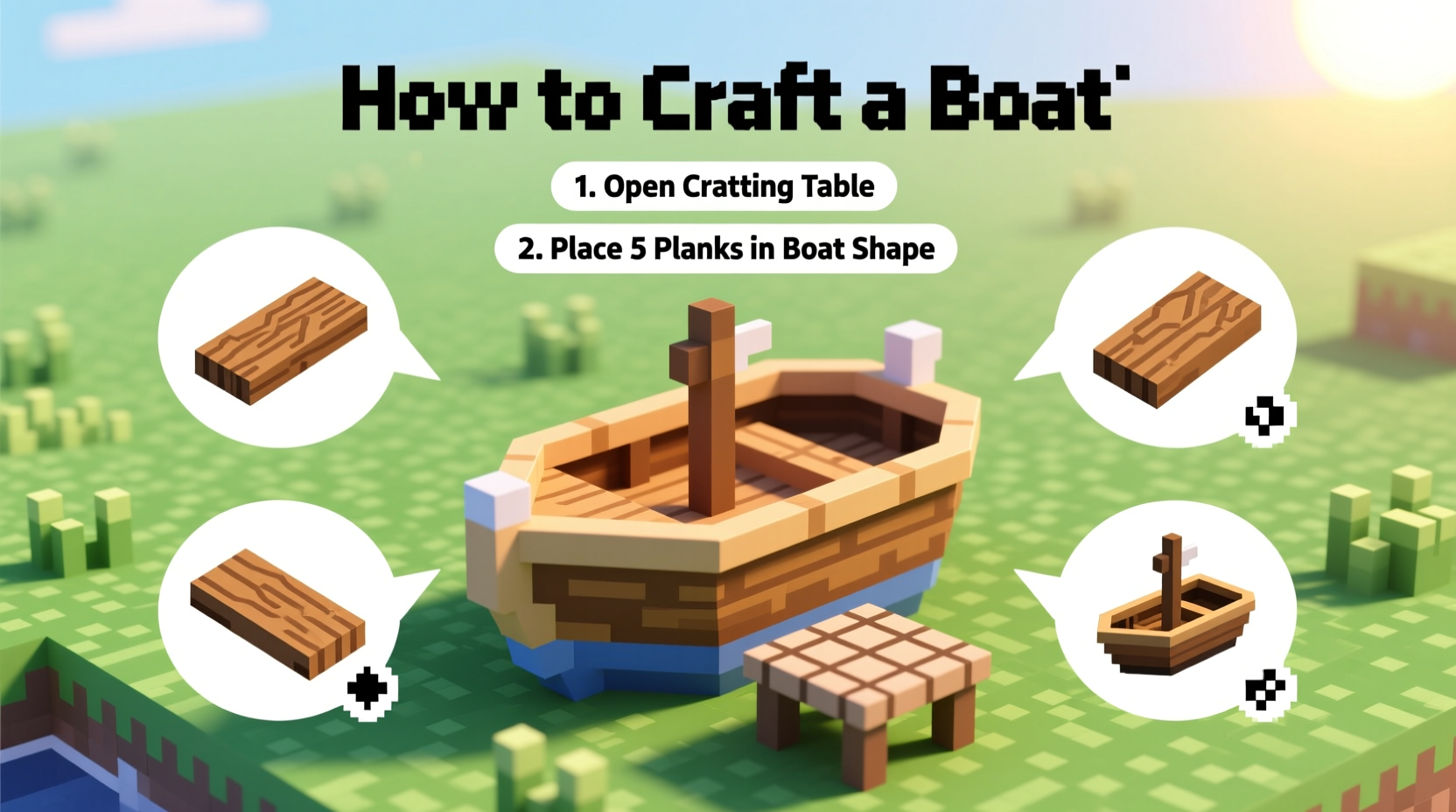 minecraft how to craft a boat