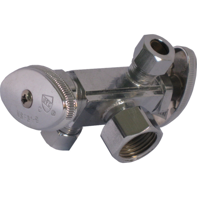 Brass horizontal double-headed zinc alloy handle toilet metal stop valve made in China