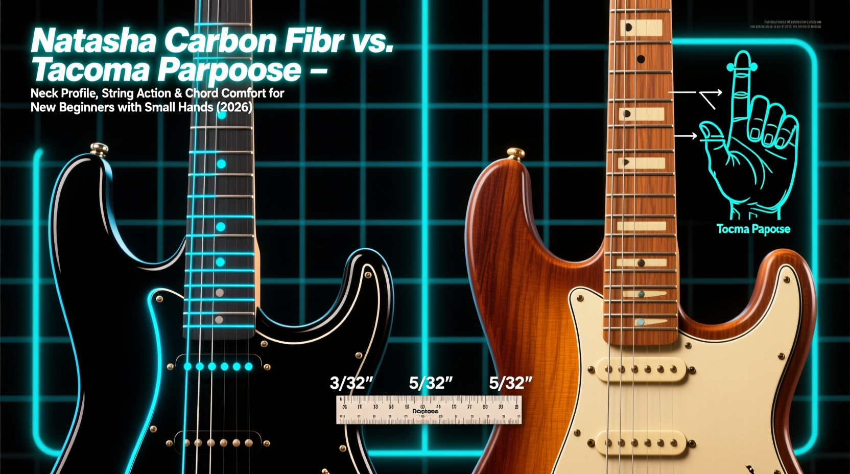 Natasha Carbon Fiber vs. Tacoma Papoose: Neck Profile, String Action, and Chord Comfort for New Beginners with Small Hands (2026)