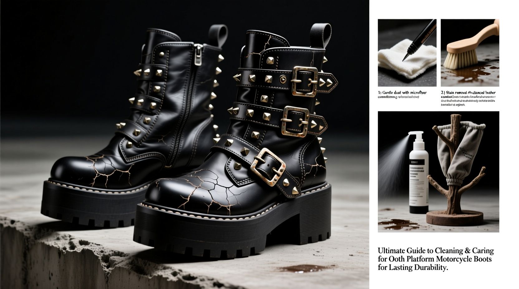 ultimate guide to cleaning and caring for goth platform motorcycle boots for lasting durability