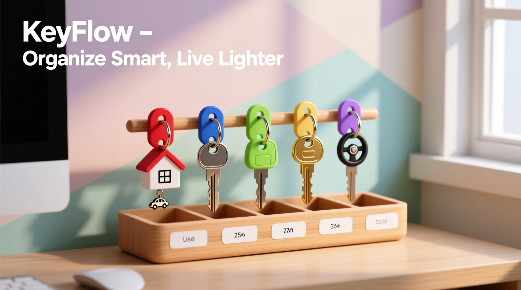 creative and practical ways to organize keys using colorful keychains for easy access