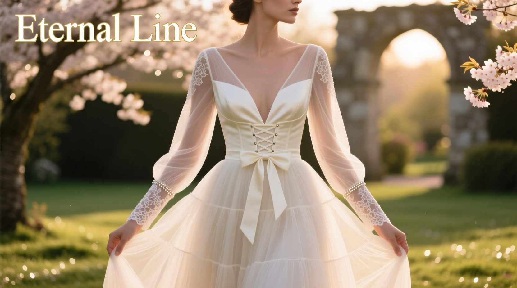 a line wedding gown with sleeves