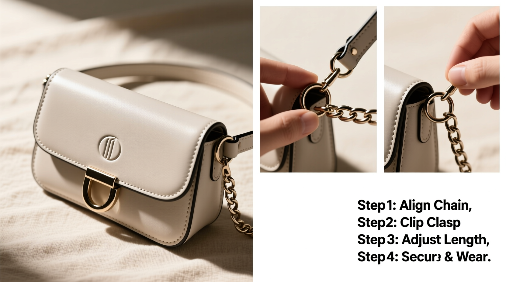 step by step guide attaching a bag chain to a wristlet for stylish convenience