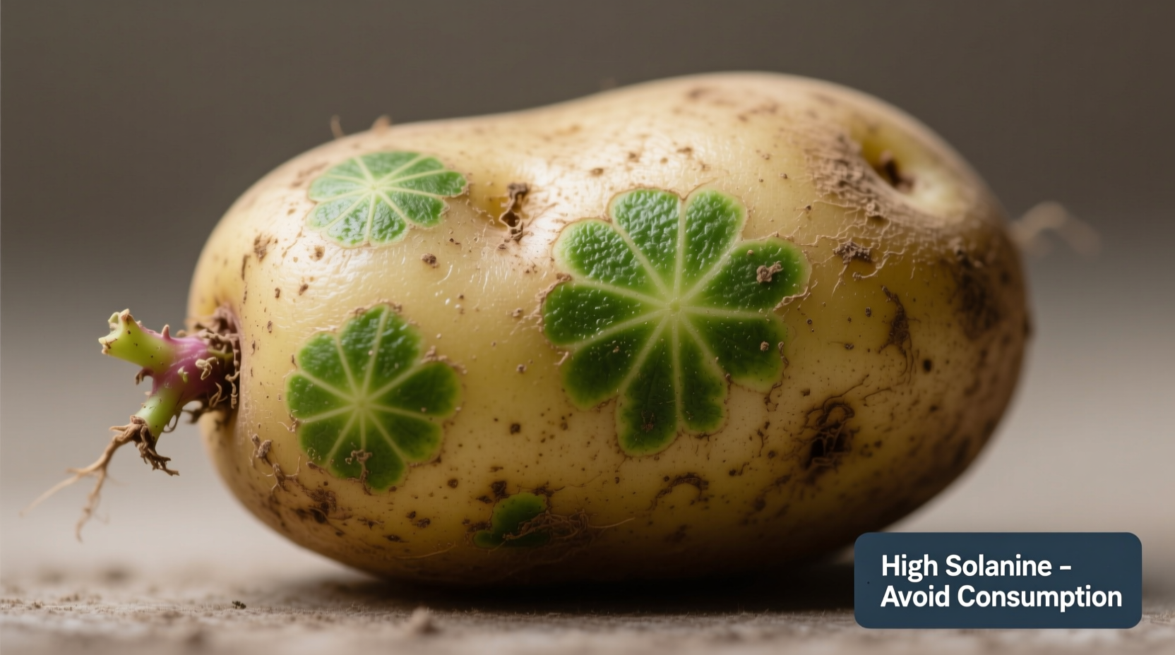 Raw potato showing green discoloration indicating high solanine