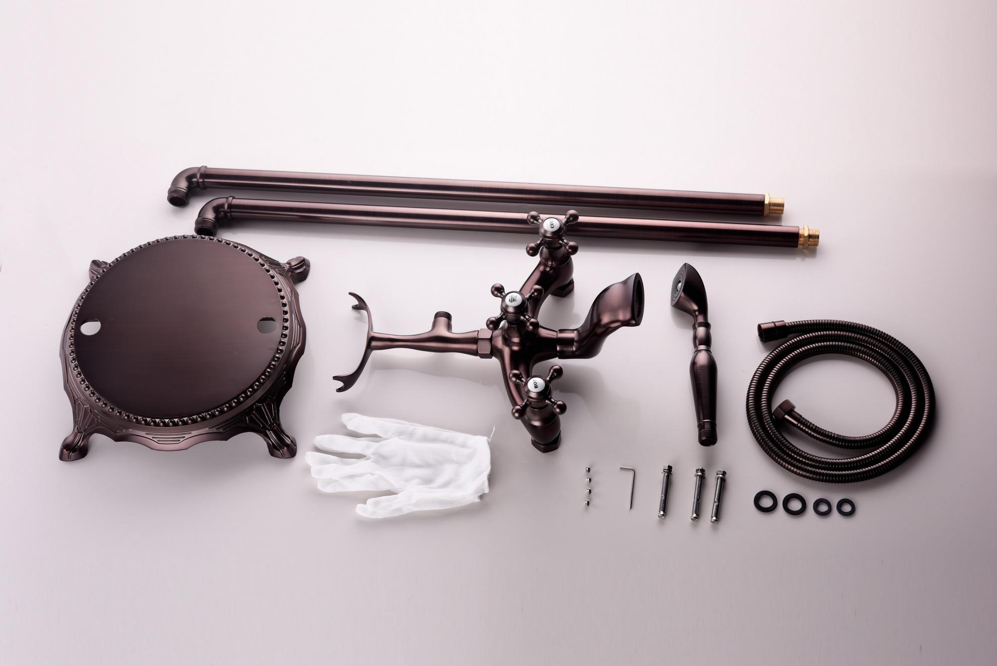 Antique Color Design Copper Hot Tap Free Standing Mixer Faucet for Claw Foot Bathtub