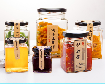 Kitchen Canister Clear Round Glass Snack Sugar Tea Storage Glass Jar With metal Lid