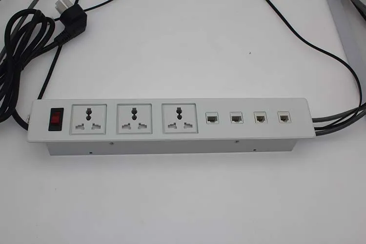 Office furniture flip up tabletop power outlets for meeting room table