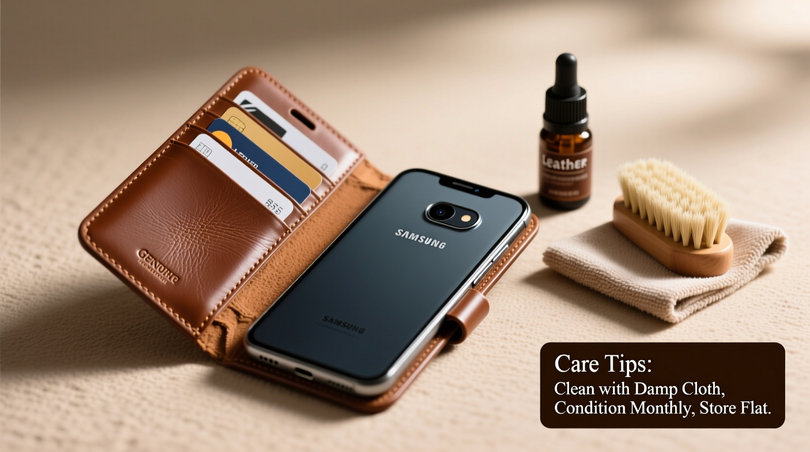 effective methods to clean and care for your leather flip wallet case on a samsung galaxy
