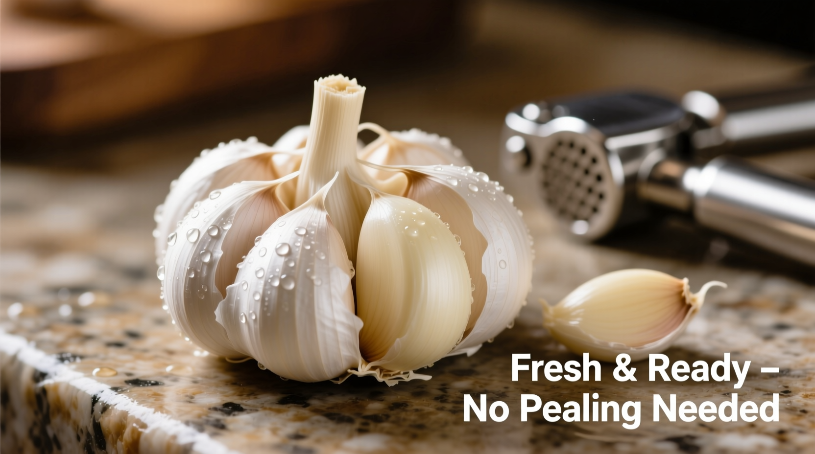 Properly peeled garlic cloves ready for pressing