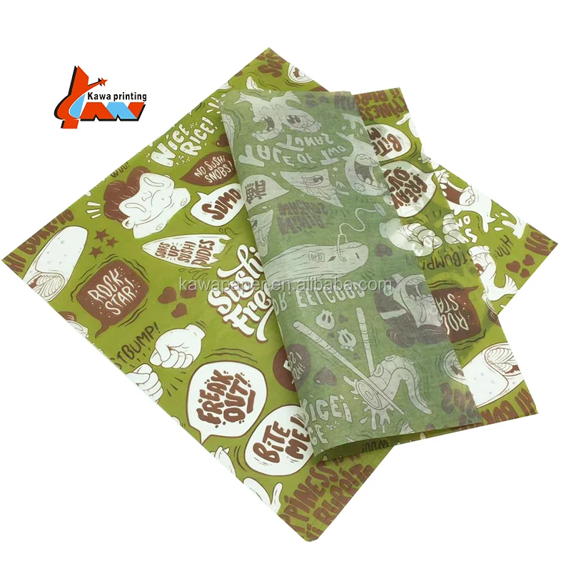 Food grade custom printed wrapping paper grease proof Wax paper for packaging