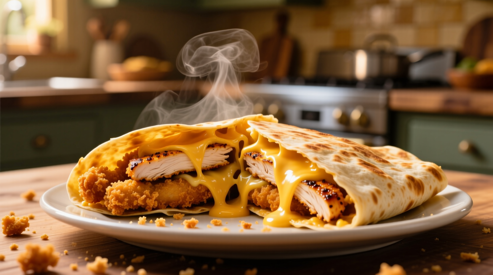 stuff your quesadilla with fried chicken