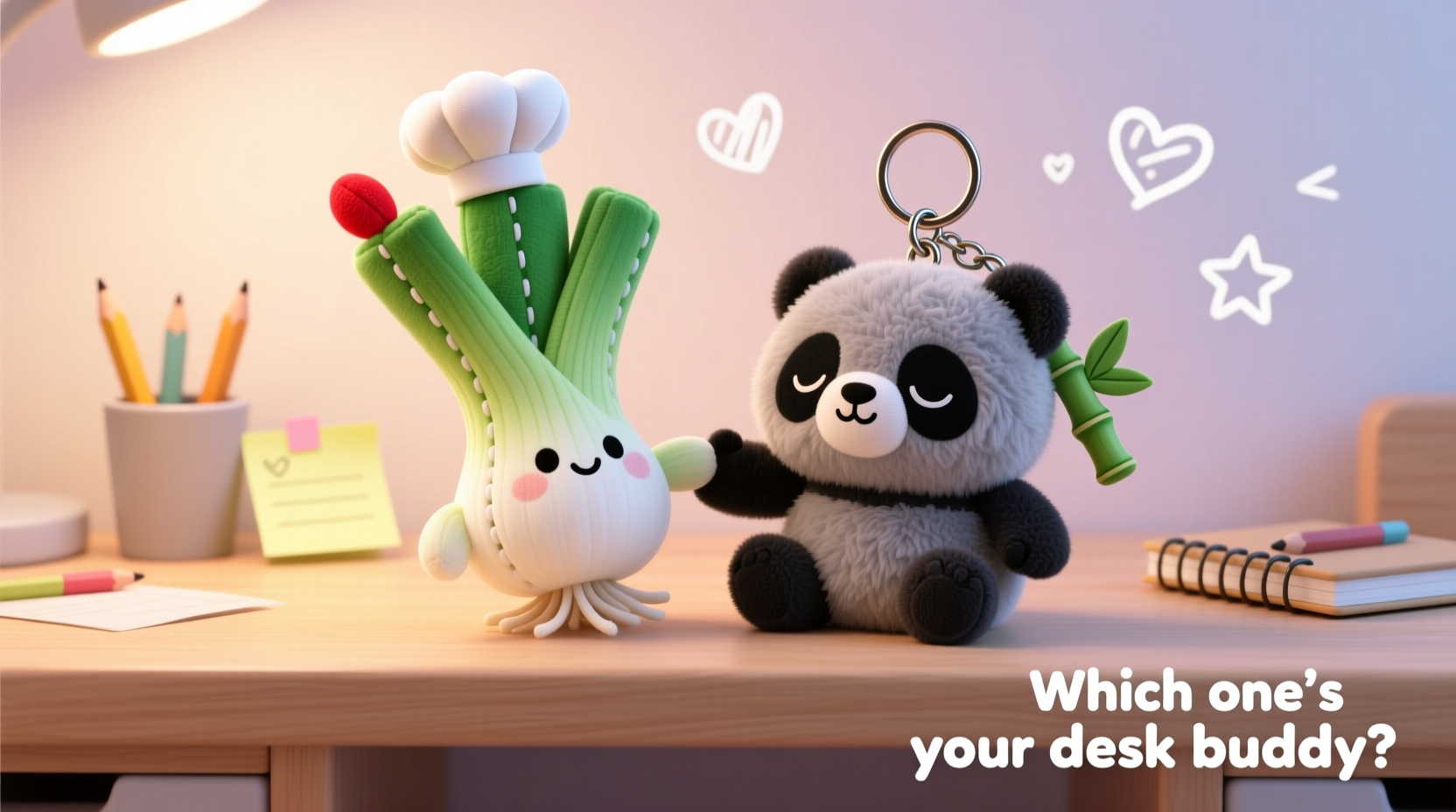scallion plush keychains vs animal plush keychains which is the cuter desk buddy