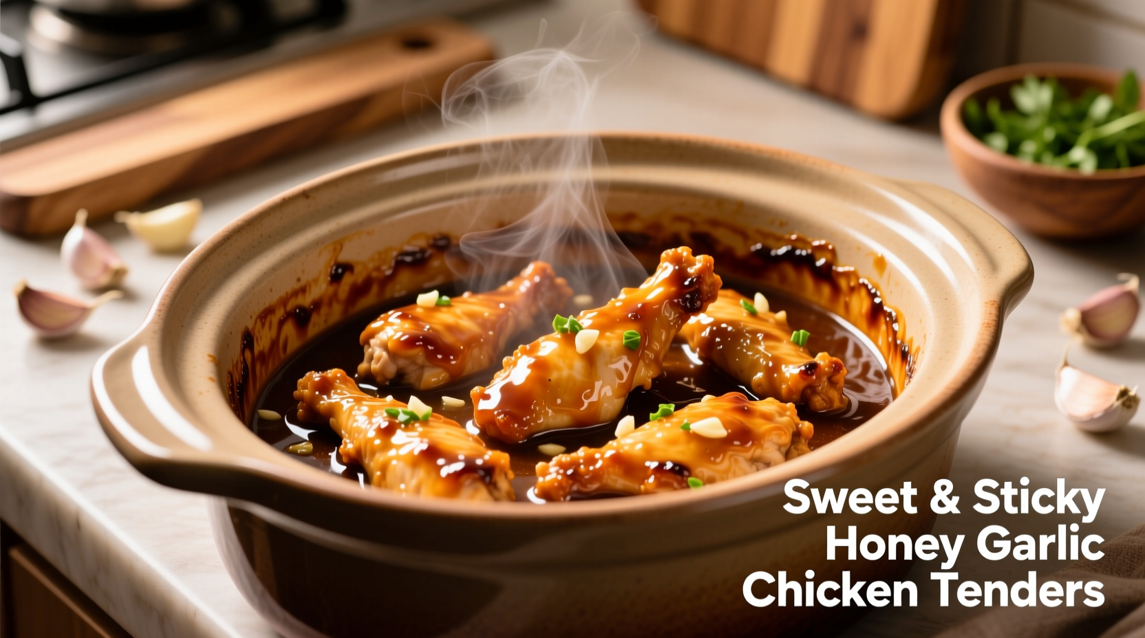sweet and sticky honey garlic chicken tenders crockpot