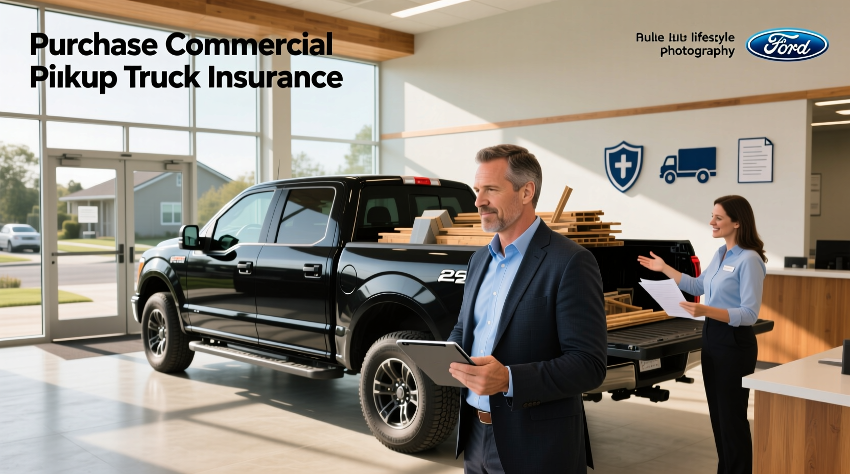 Insurance documents being signed for commercial vehicle registration