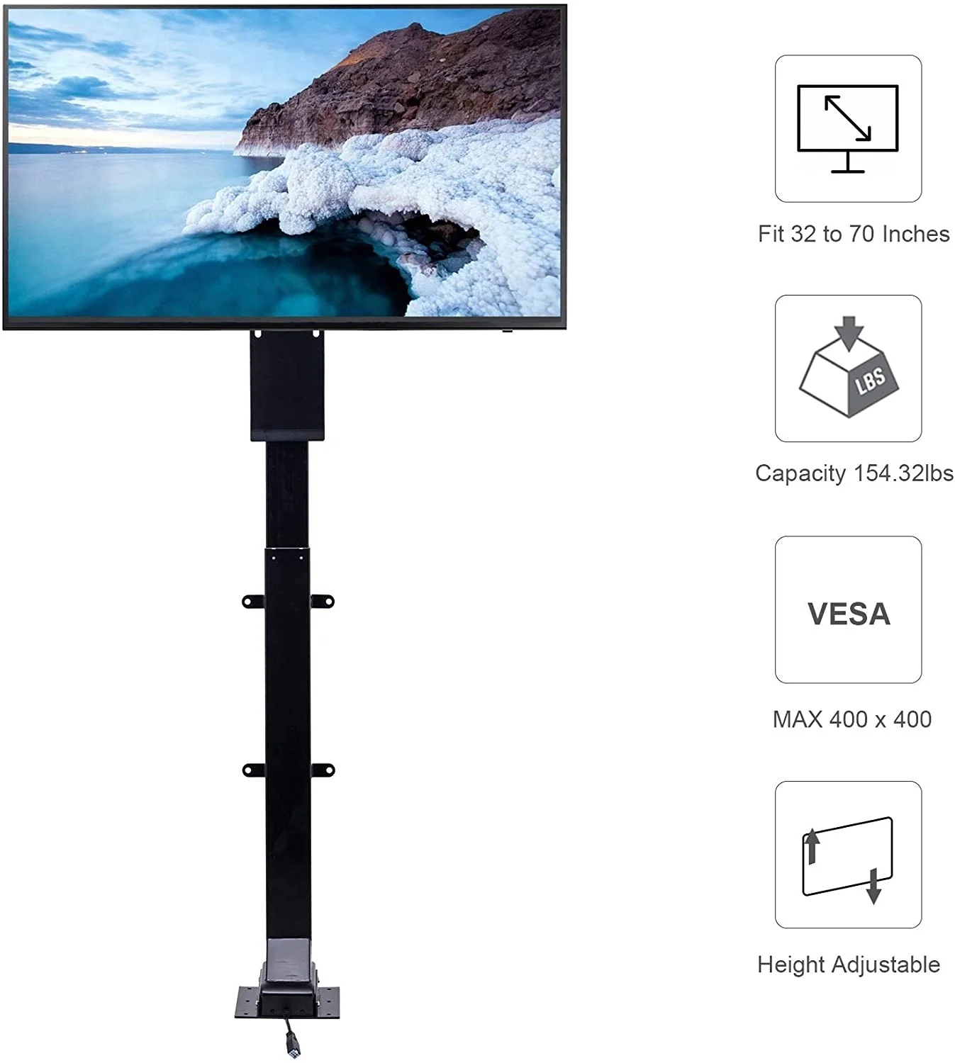Motorized TV Lift 32"-70" TV Lift Mount Auto Lifting Adjustable Height with Remote Controller for Plasma LCD LED TV and Monitors