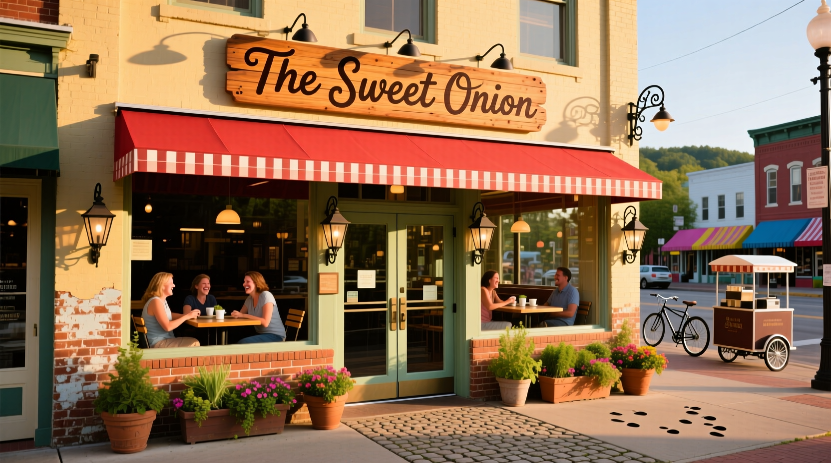 The Sweet Onion restaurant exterior in downtown Waynesville