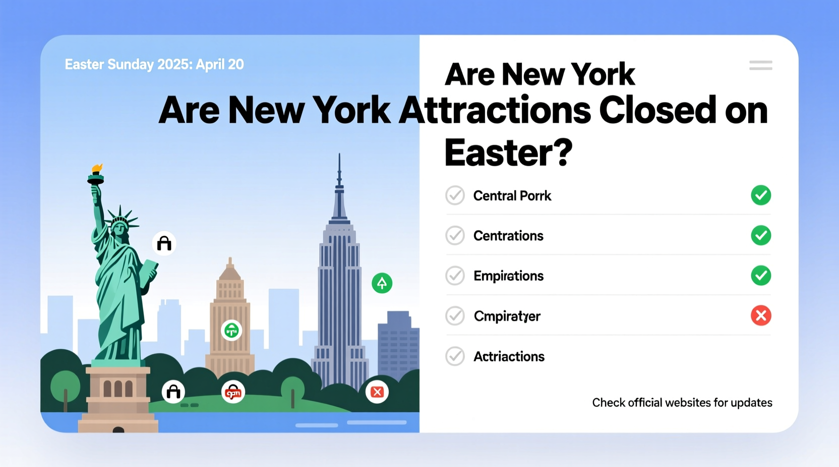 are any new york attractions closed on easter