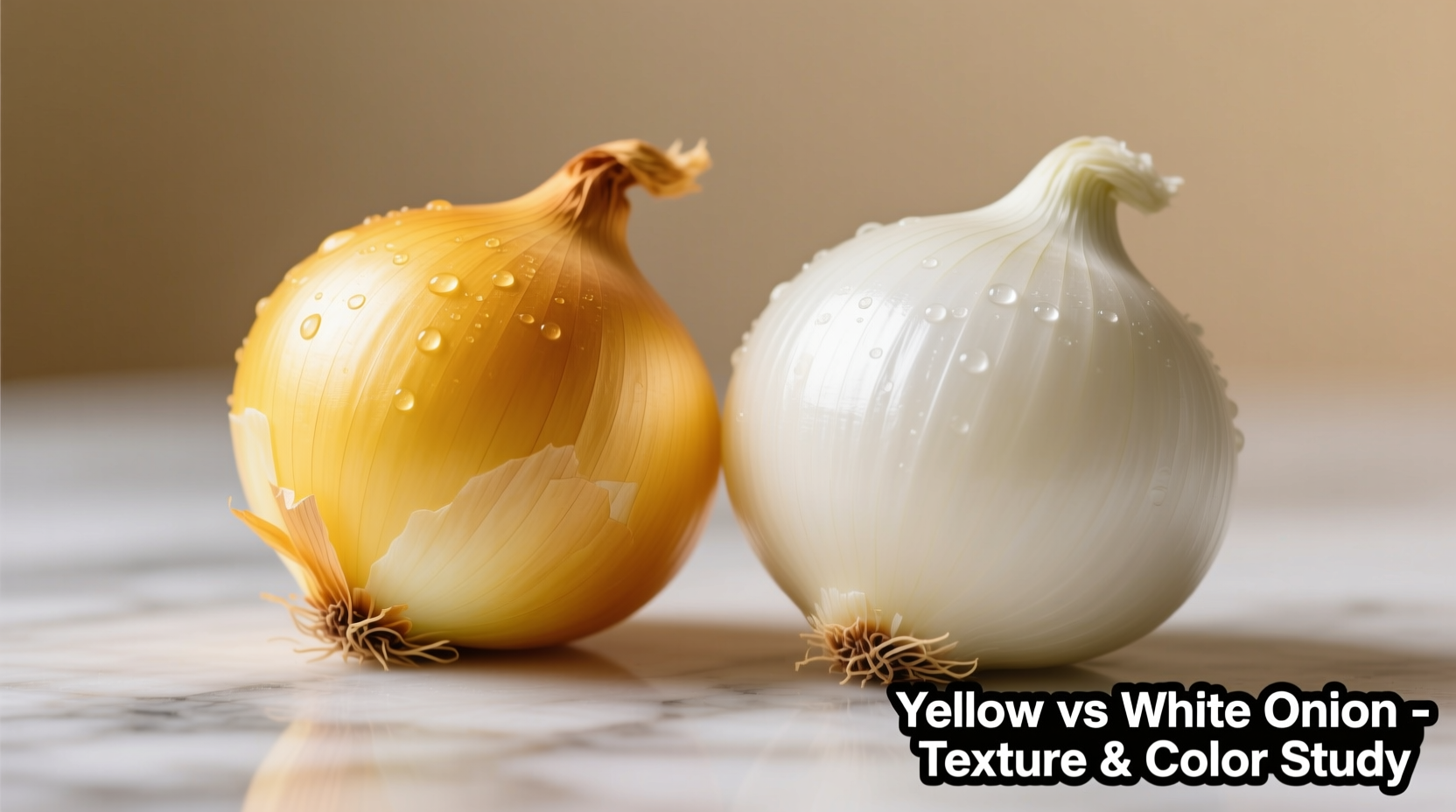 Yellow and white onions side by side comparison