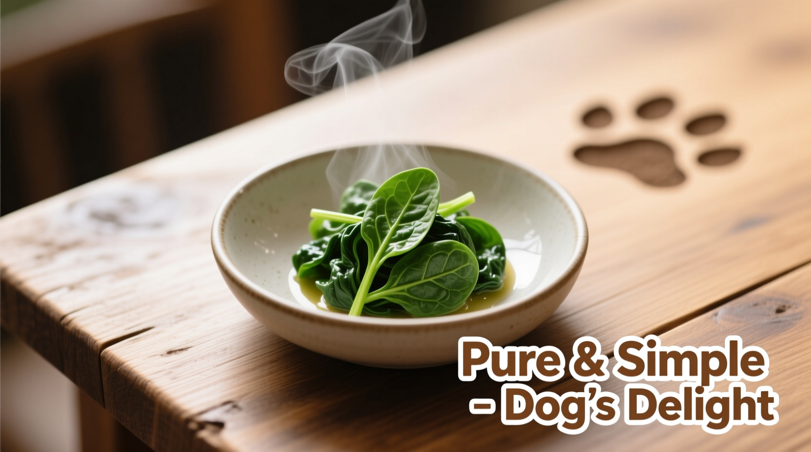 Cooked spinach served in small portion for dog