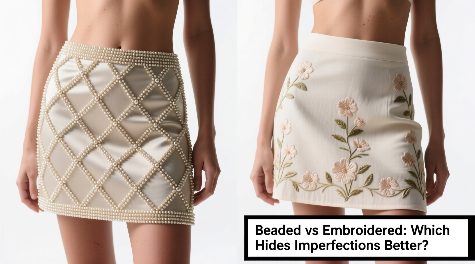 beaded vs embroidered mini skirt which one hides imperfections better