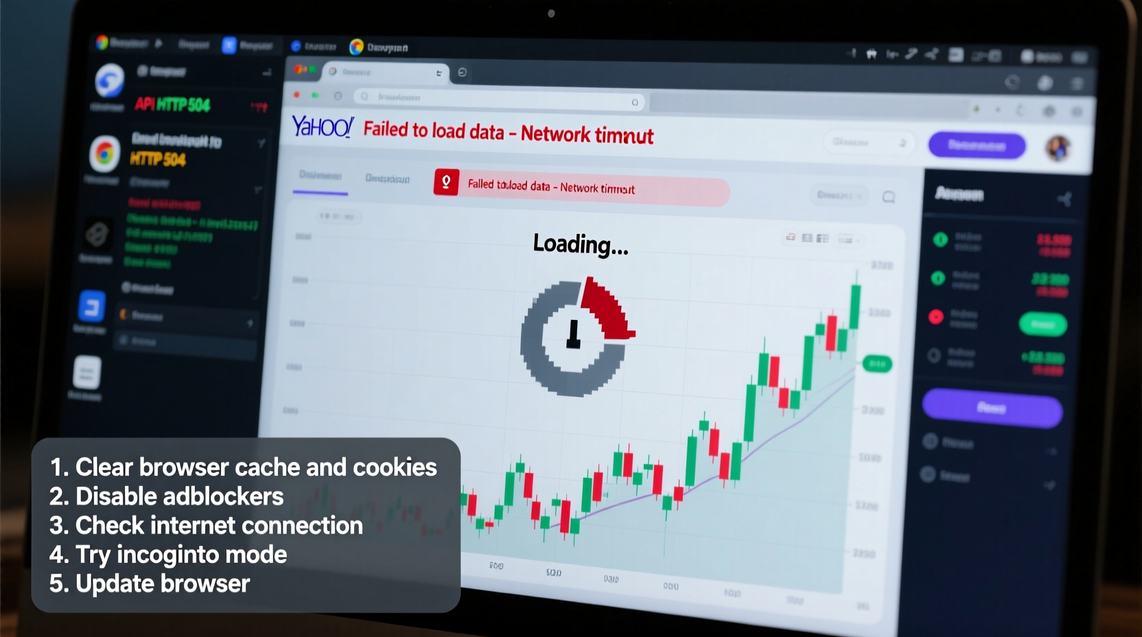 yahoo stock chart not working troubleshooting solutions