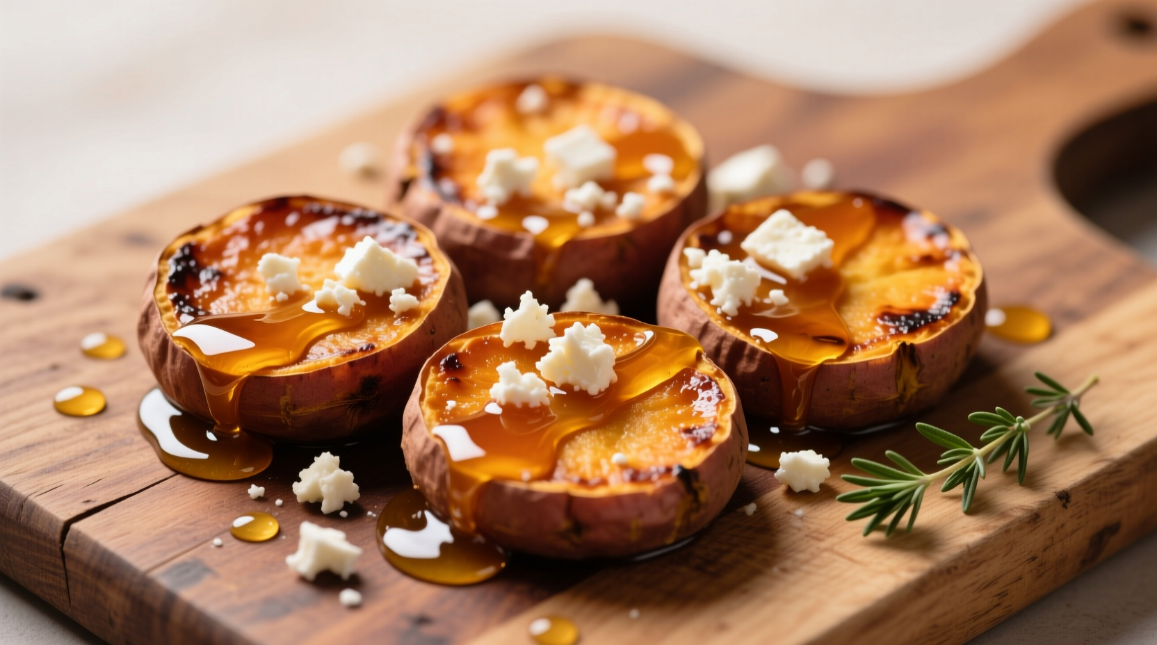 Perfect Roasted Sweet Potato Rounds with Honey and Feta Recipe