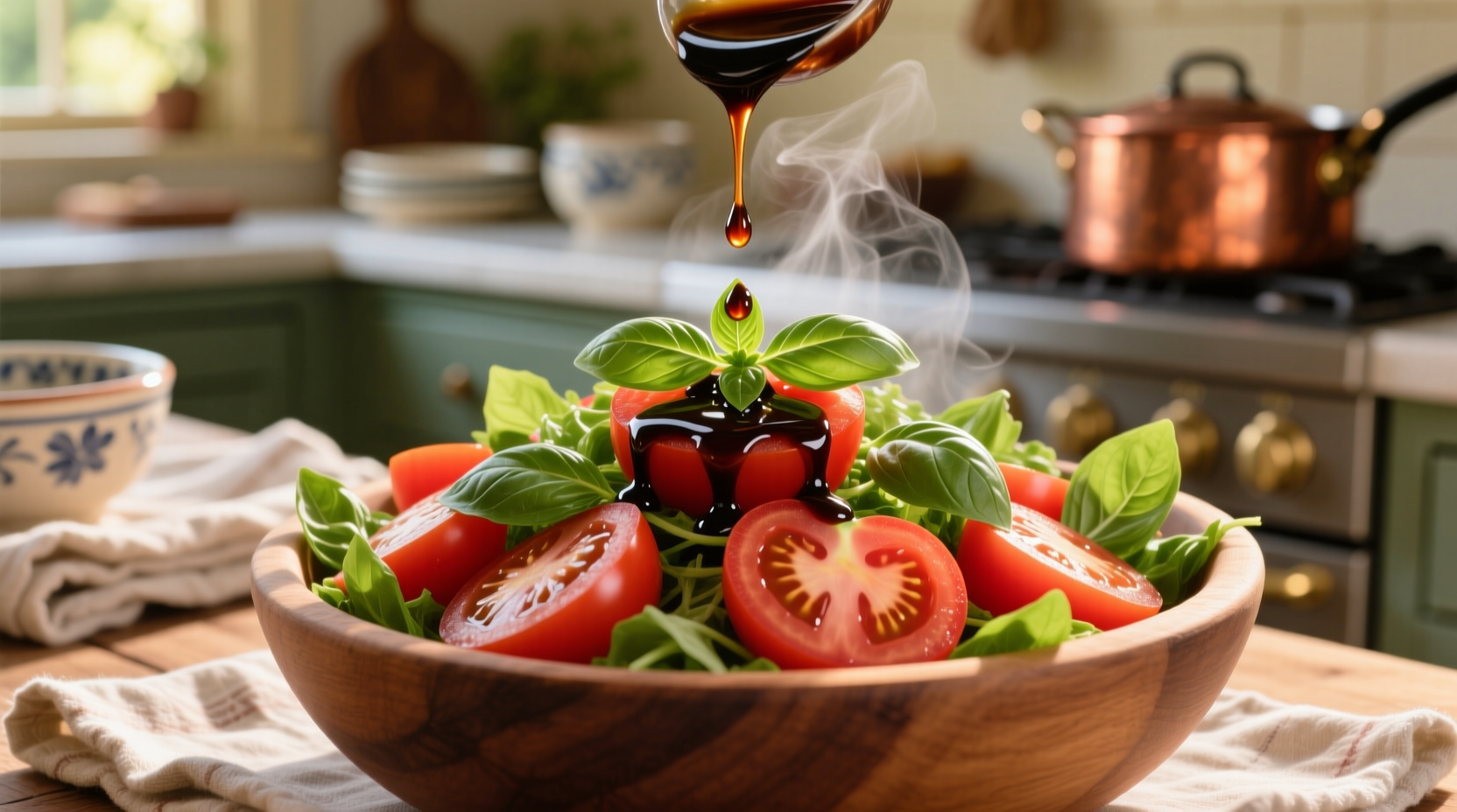 Fresh tomato basil salad with balsamic drizzle