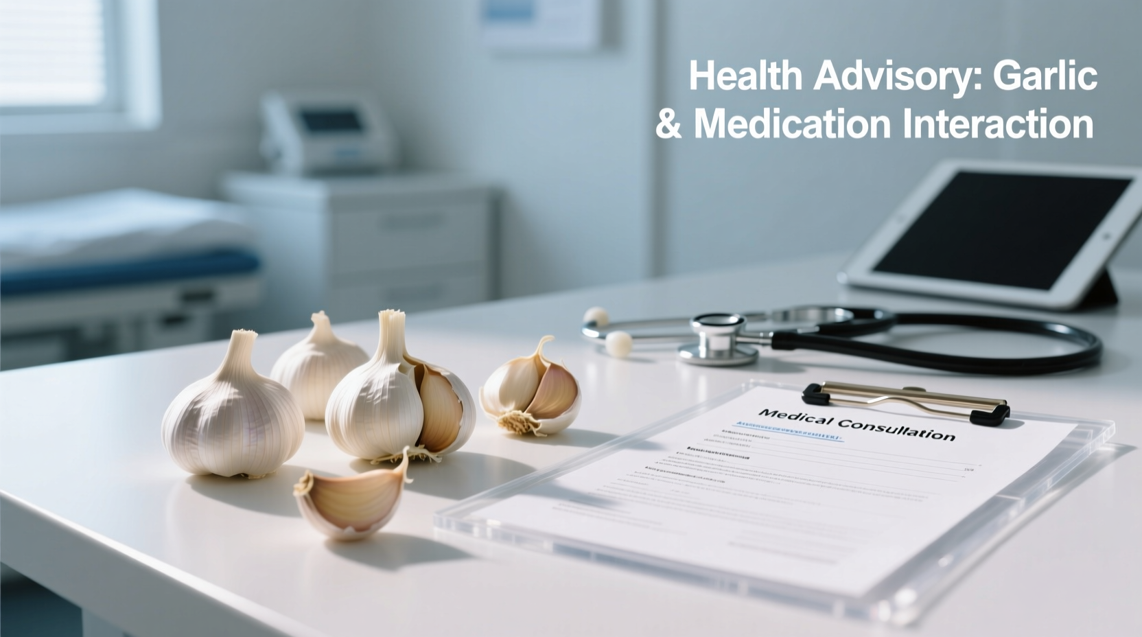 Garlic cloves next to medical consultation