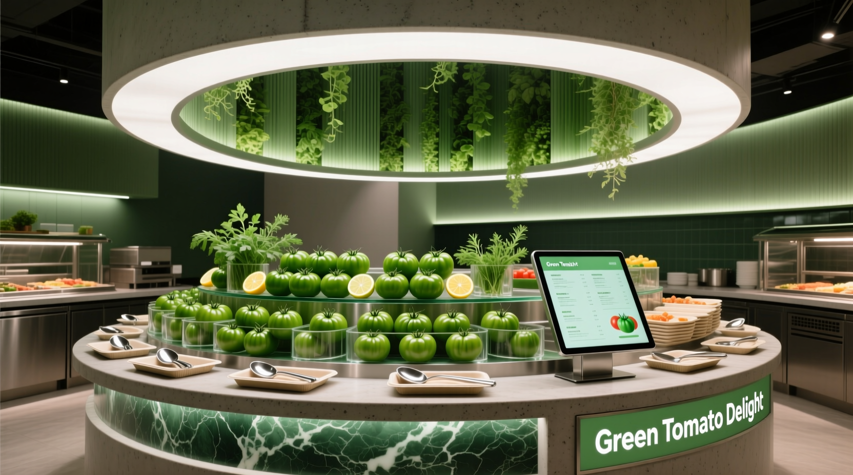 Green Tomato buffet food stations layout