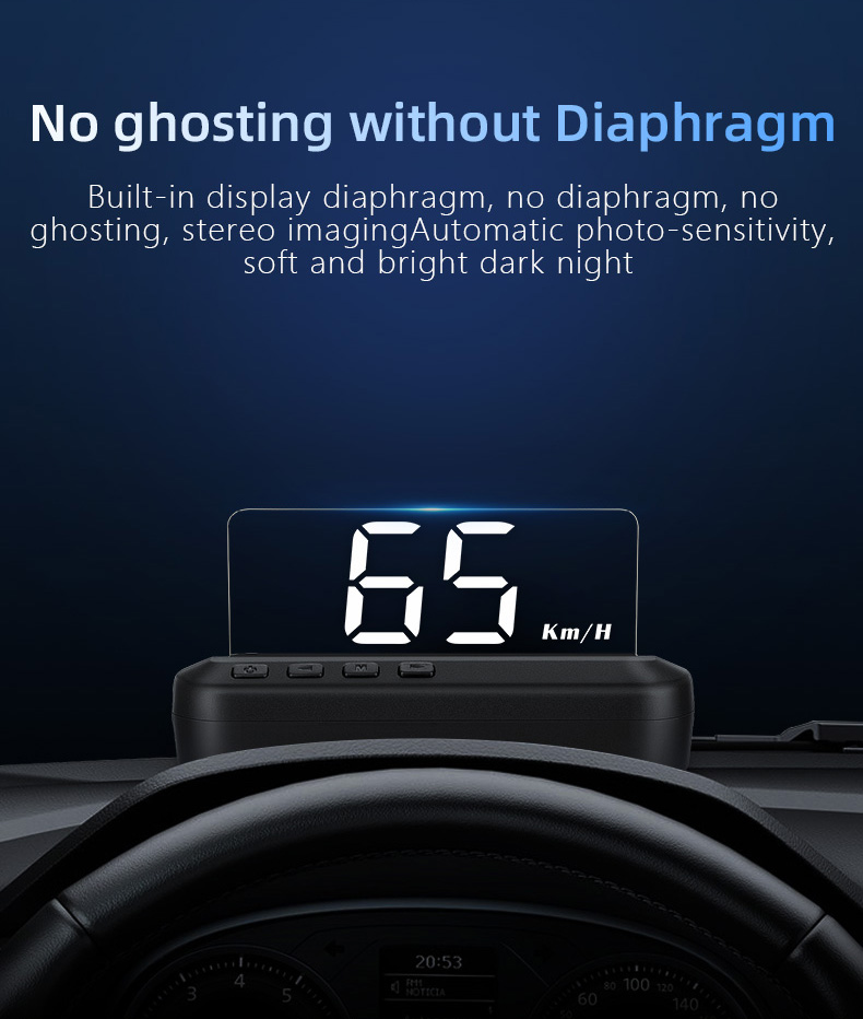 New Hot sell 3inch C100 Auto diagnostic tool obd gauge car HUD Wireless HUD Head Up Display OBD2 Speedometer Alarm