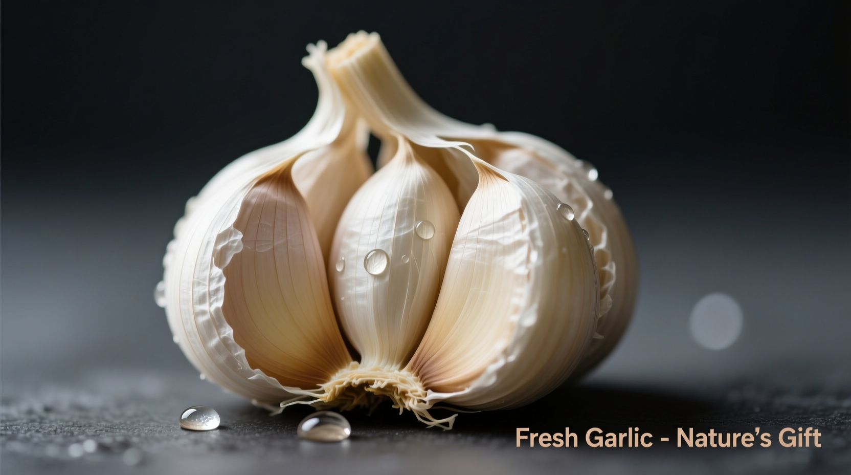 Fresh garlic bulb with separated cloves showing papery skin